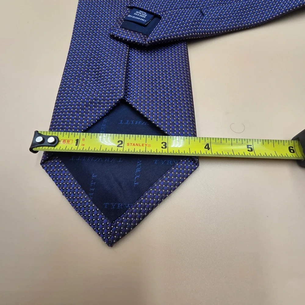 Charles Tyrwhitt Mens Blue Silk Micro Dot Pattern Necktie Jermyn Street London